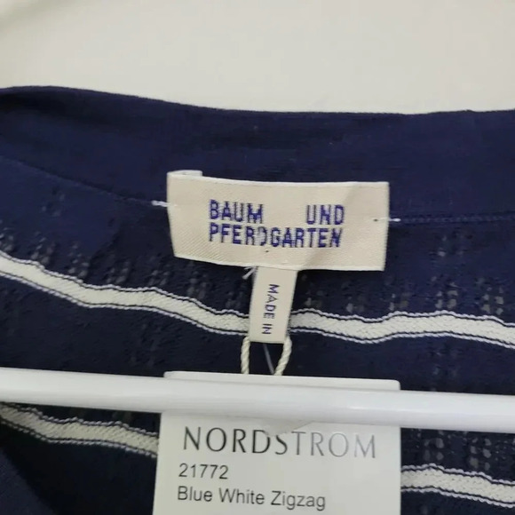 Baum und Pferdgarten Chrisanna Knit Pointelle Sweater Dress Size M Blue Striped - Picture 4 of 9